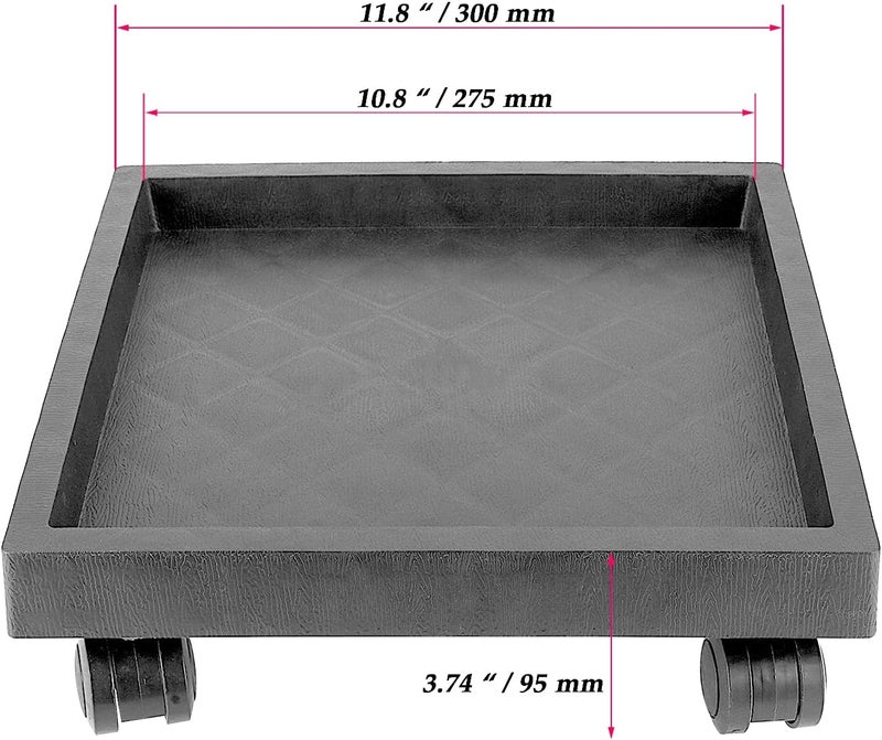 JOIKIT 2 Pack 11.8 Inch Square Plant Caddy with Wheels, Heavy Duty Rolling Plant Stand, Wheeled Planter Saucer Tray, Square Pot Trolley for Indoor Outdoor - Image 2